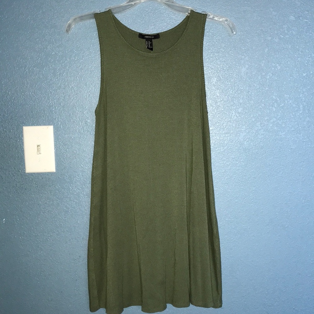 RIBBED OLIVE GREEN SUMMER DRESS